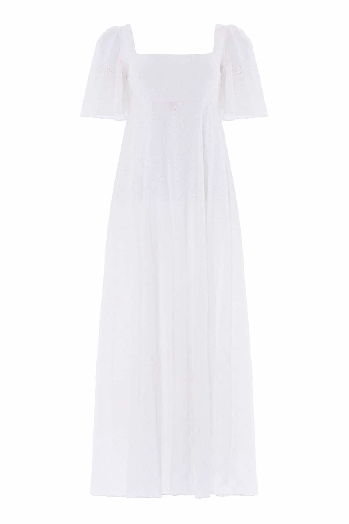 Needle & Thread Marisol Cotton Broderie Short Sleeve Ankle Gown in Optic White - Dresses - British Luxury Evening Wear at Luxury Shoes Needle and Thread Marisol Cotton Broderie Short Sleeve Ankle Gown in Optic White
