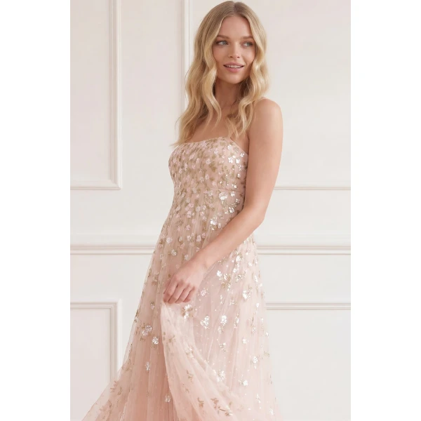 Needle and Thread Meadow Ditsy Cami Ankle Gown in Opal/Peach, view 3