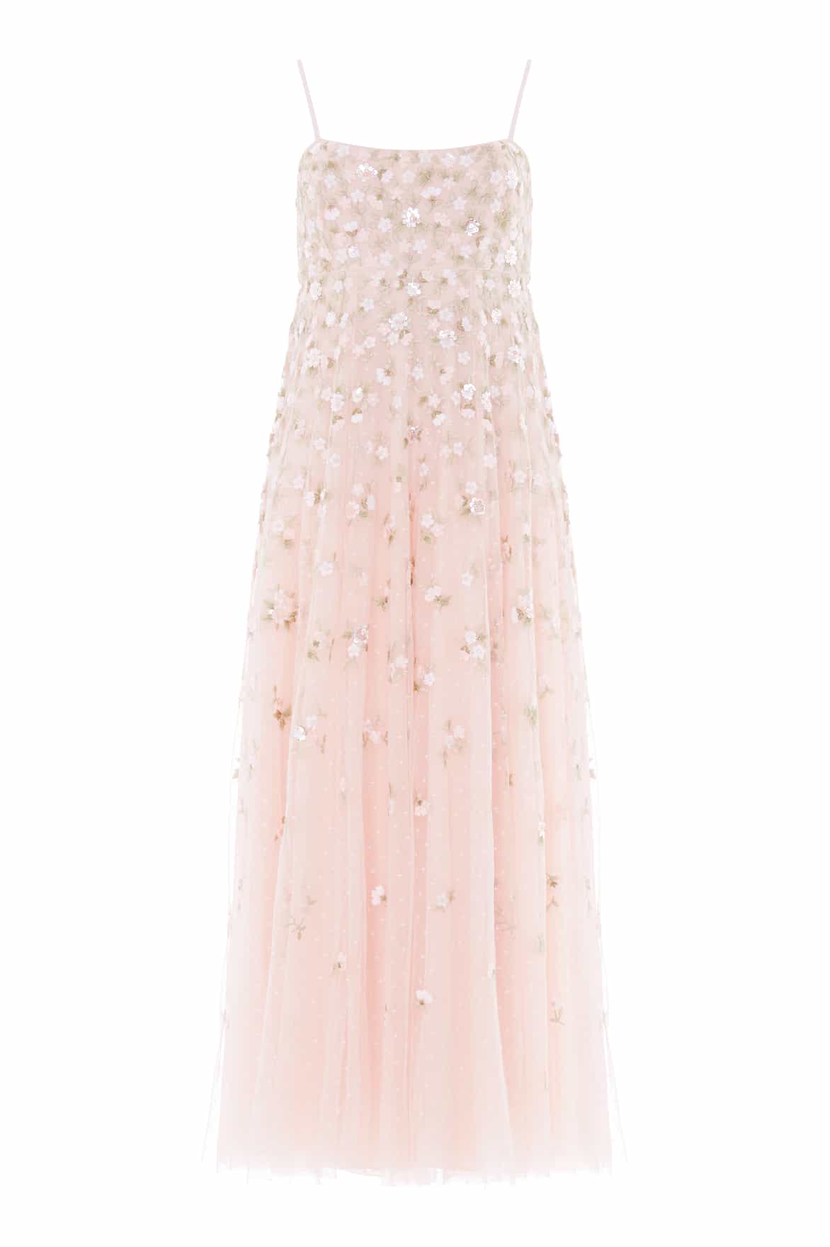 Needle & Thread Meadow Ditsy Cami Ankle Gown in Opal/Peach - Dresses - British Luxury Evening Wear at Luxury Shoes 