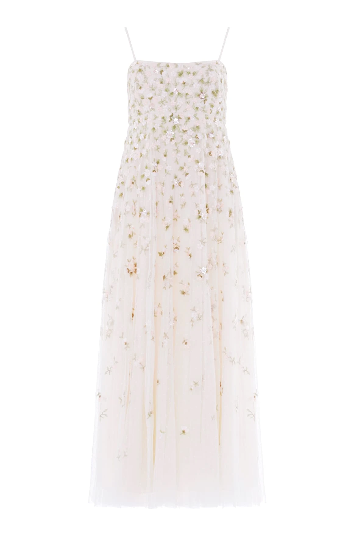 Needle and Thread Meadow Ditsy Cami Gown in Swan White/Peach