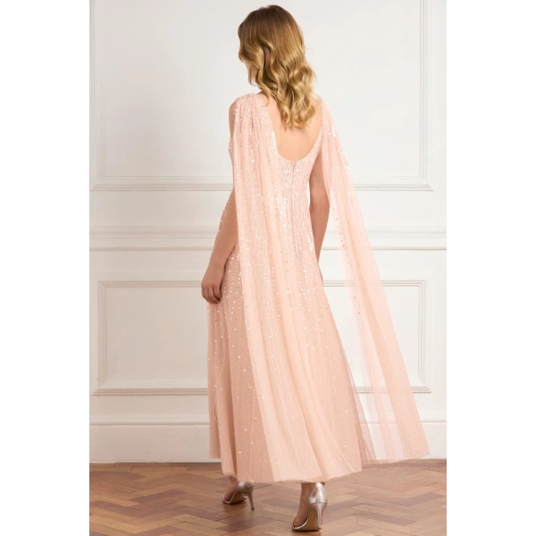 Needle and Thread Moonlight Sequin Ankle Gown in Biscuit, view 4