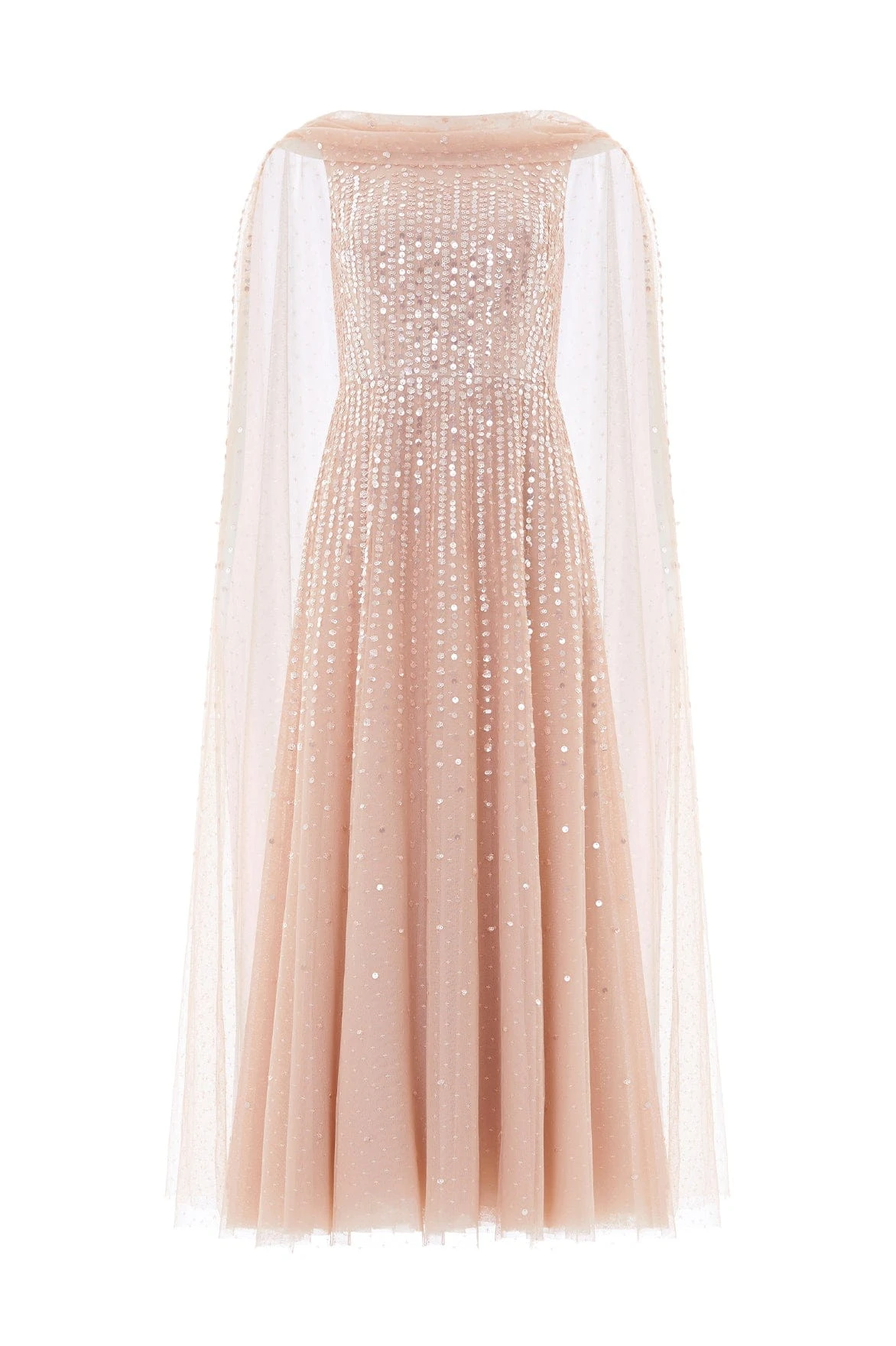 Needle and Thread Moonlight Sequin Ankle Gown in Biscuit