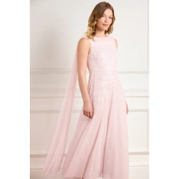 Needle and Thread Moonlight Sequin Ankle Gown in Shell, view 2
