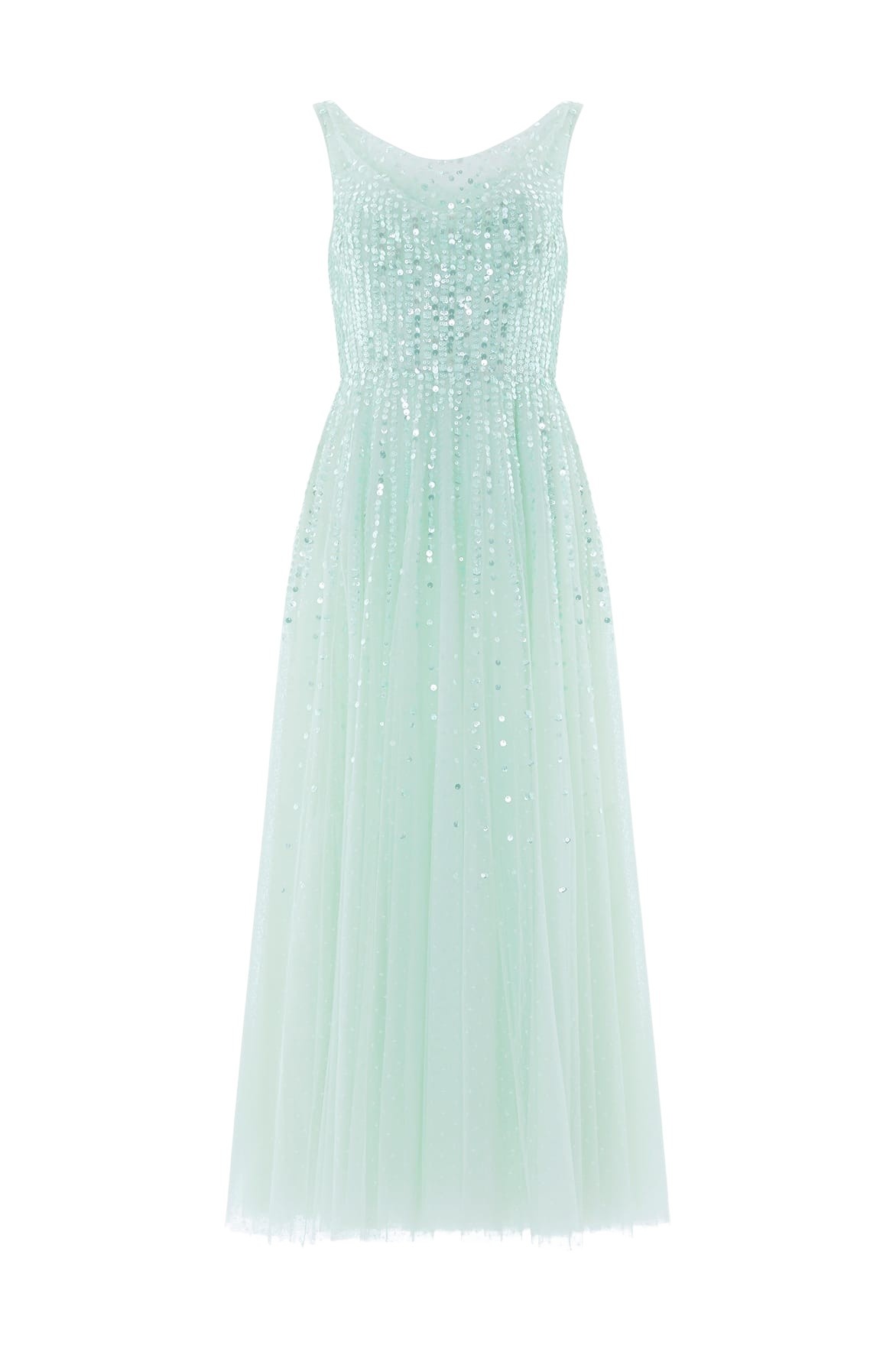 Needle & Thread Moonlight Sequin Cowl Neck Ankle Gown in Soft Mint - Dresses - British Luxury Evening Wear at Luxury Shoes 