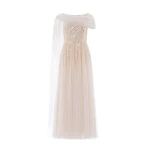 Needle and Thread Moonlight Sequin Draped Gown in Cream/Gold