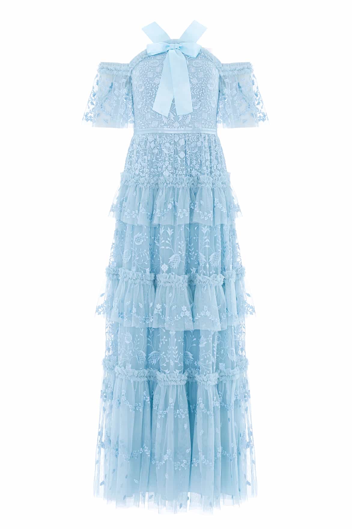 Needle & Thread Primrose Gown in Aqua - Dresses - British Luxury Evening Wear at Luxury Shoes 