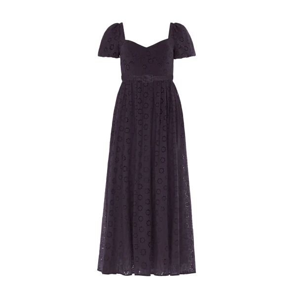 Needle and Thread Romilly Cotton Broderie Ankle Gown in Jet Black