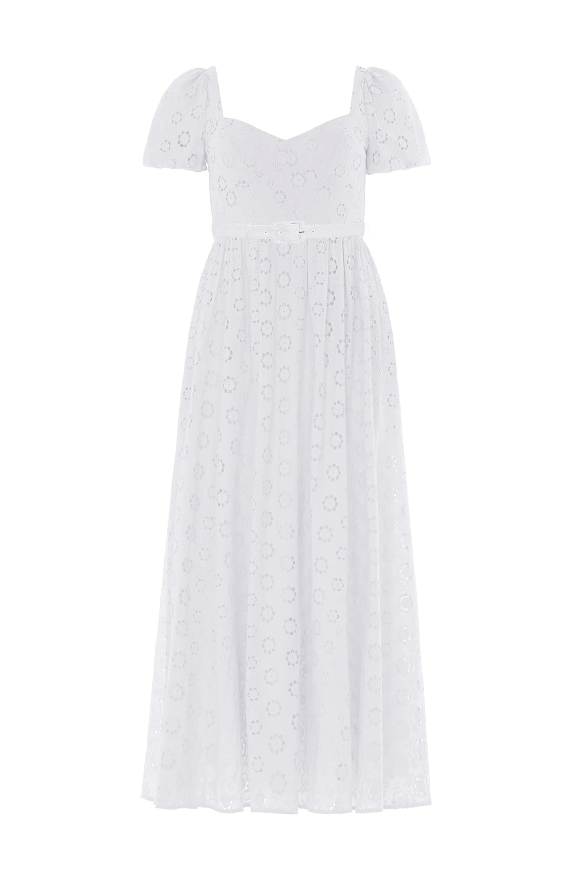 Needle and Thread Romilly Cotton Broderie Ankle Gown in Optic White