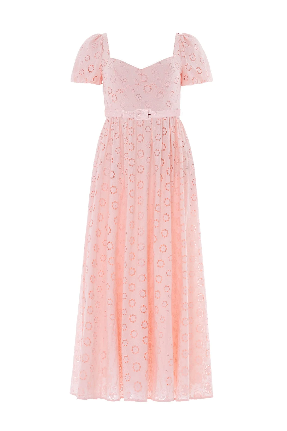 Needle & Thread Romilly Cotton Broderie Ankle Gown in Pale Pink/White - Dresses - British Luxury Evening Wear at Luxury Shoes Needle and Thread Romilly Cotton Broderie Ankle Gown in Pale Pink/White
