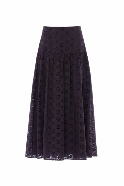 Needle & Thread Romilly Cotton Broderie Ankle Skirt in Jet Black - Skirts - British Luxury Evening Wear at Luxury Shoes 
