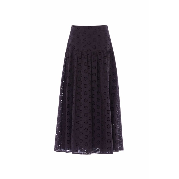 Needle & Thread Romilly Cotton Broderie Ankle Skirt in Jet Black - Skirts - British Luxury Evening Wear at Luxury Shoes 