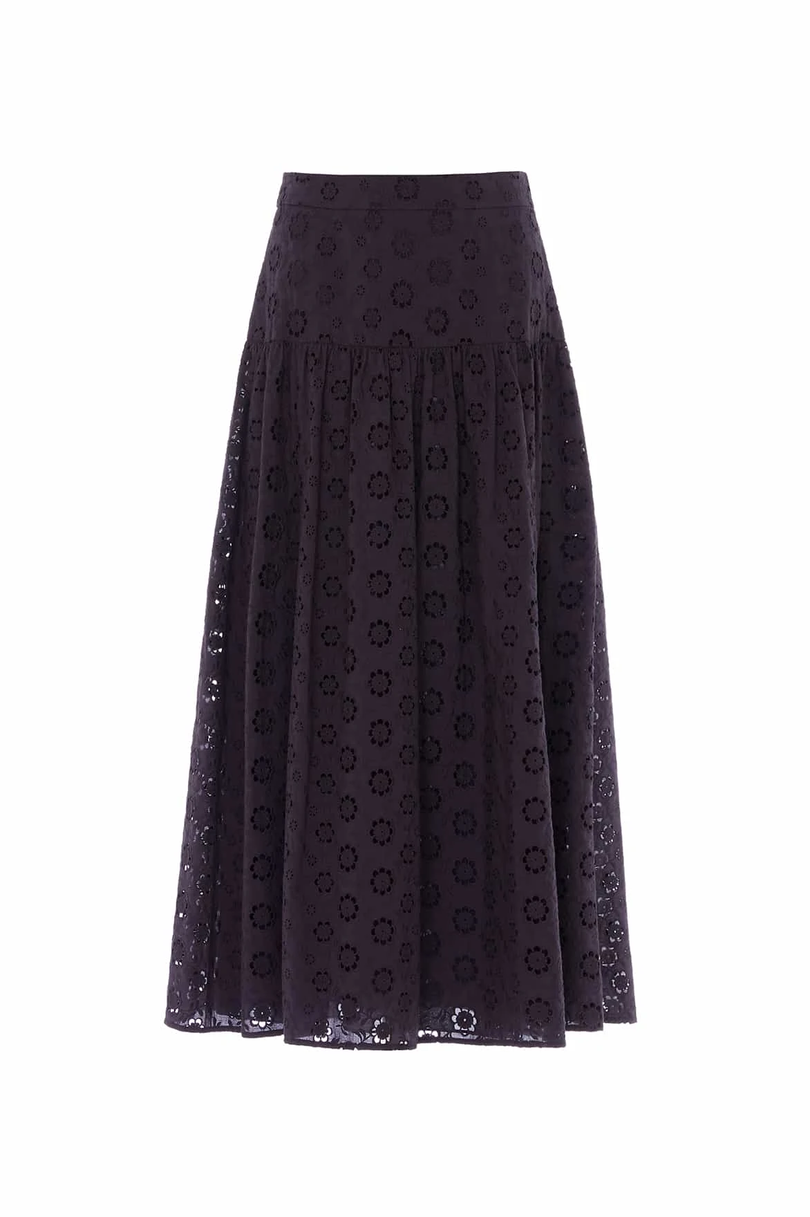Needle & Thread Romilly Cotton Broderie Ankle Skirt in Jet Black - Skirts - British Luxury Evening Wear at Luxury Shoes Needle and Thread Romilly Cotton Broderie Ankle Skirt in Jet Black
