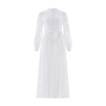 Needle and Thread Romilly Cotton Broderie Long Sleeve Shirt Dress in Optic White
