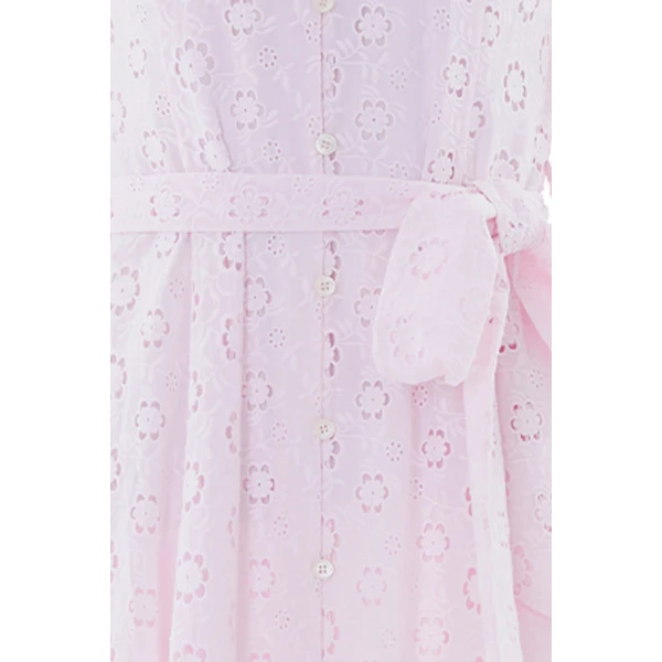 Needle and Thread Romilly Cotton Broderie Long Sleeve Shirt Dress in Shell, view 4