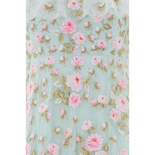 Needle and Thread Rose Bloom Cape Gown in Sea Mist, view 5