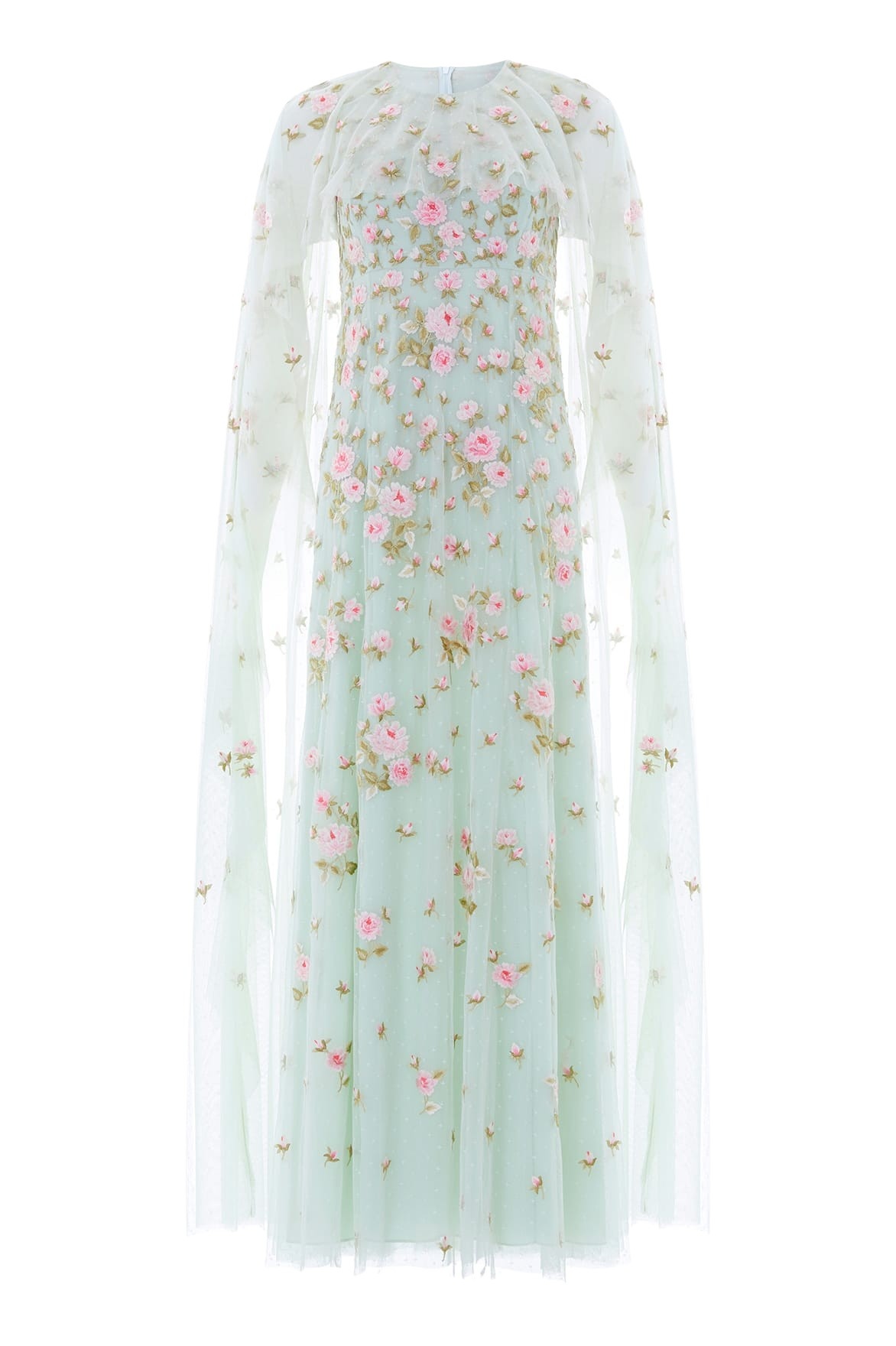 Needle & Thread Rose Bloom Cape Gown in Sea Mist - Dresses - British Luxury Evening Wear at Luxury Shoes 