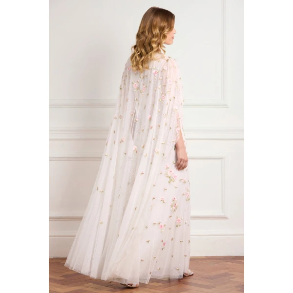 Needle and Thread Rose Bloom Cape Gown in Swan White, view 5