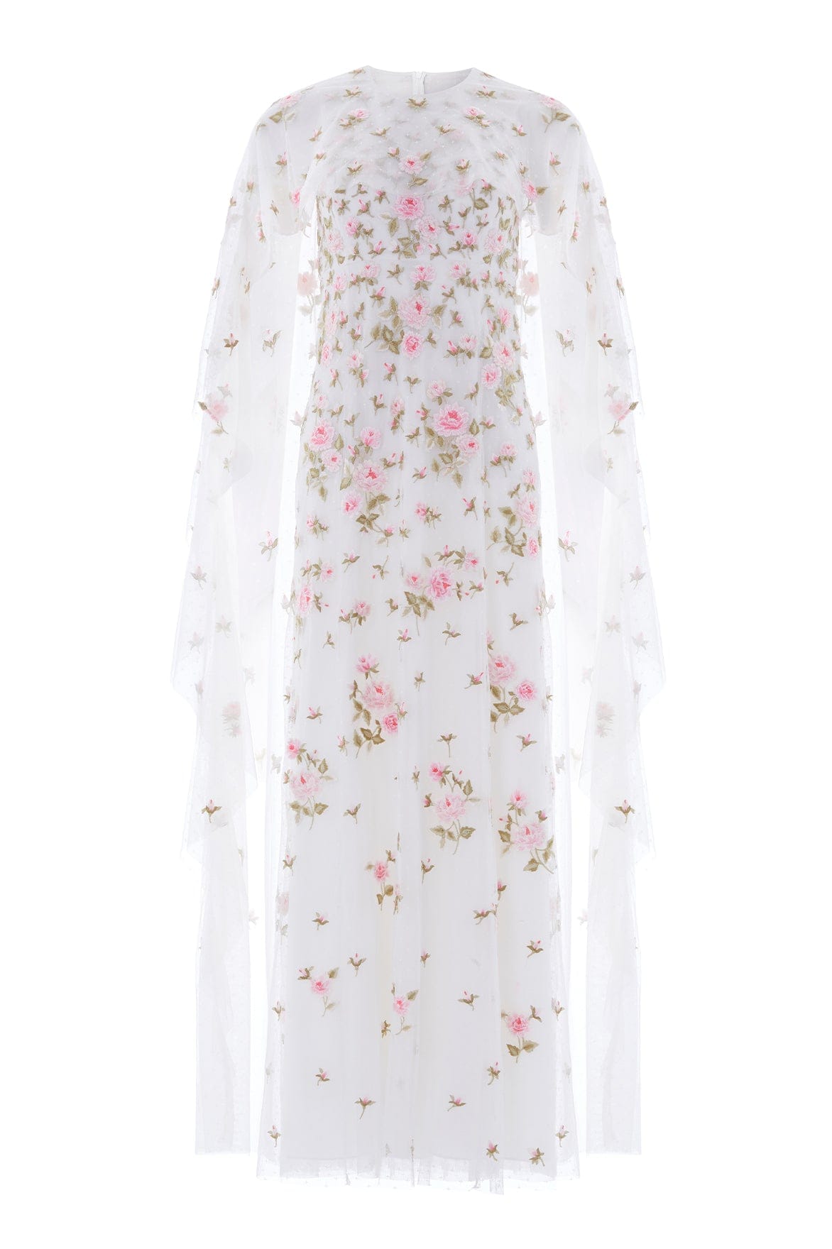 Needle & Thread Rose Bloom Cape Gown in Swan White - Dresses - British Luxury Evening Wear at Luxury Shoes 