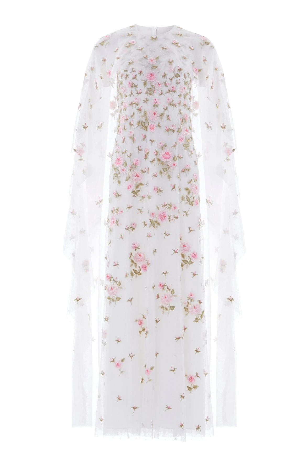 Needle and Thread Rose Bloom Cape Gown in Swan White
