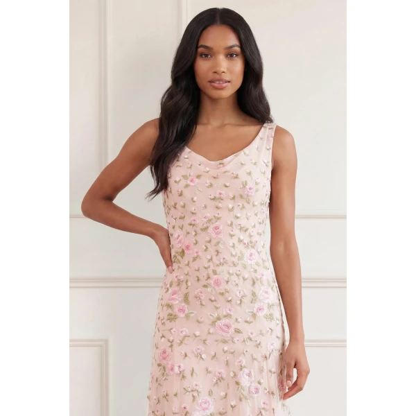 Needle and Thread Rose Bloom Georgette Gown in Shell, view 3