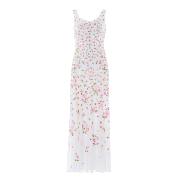 Needle and Thread Rose Bloom Georgette Gown in Swan White