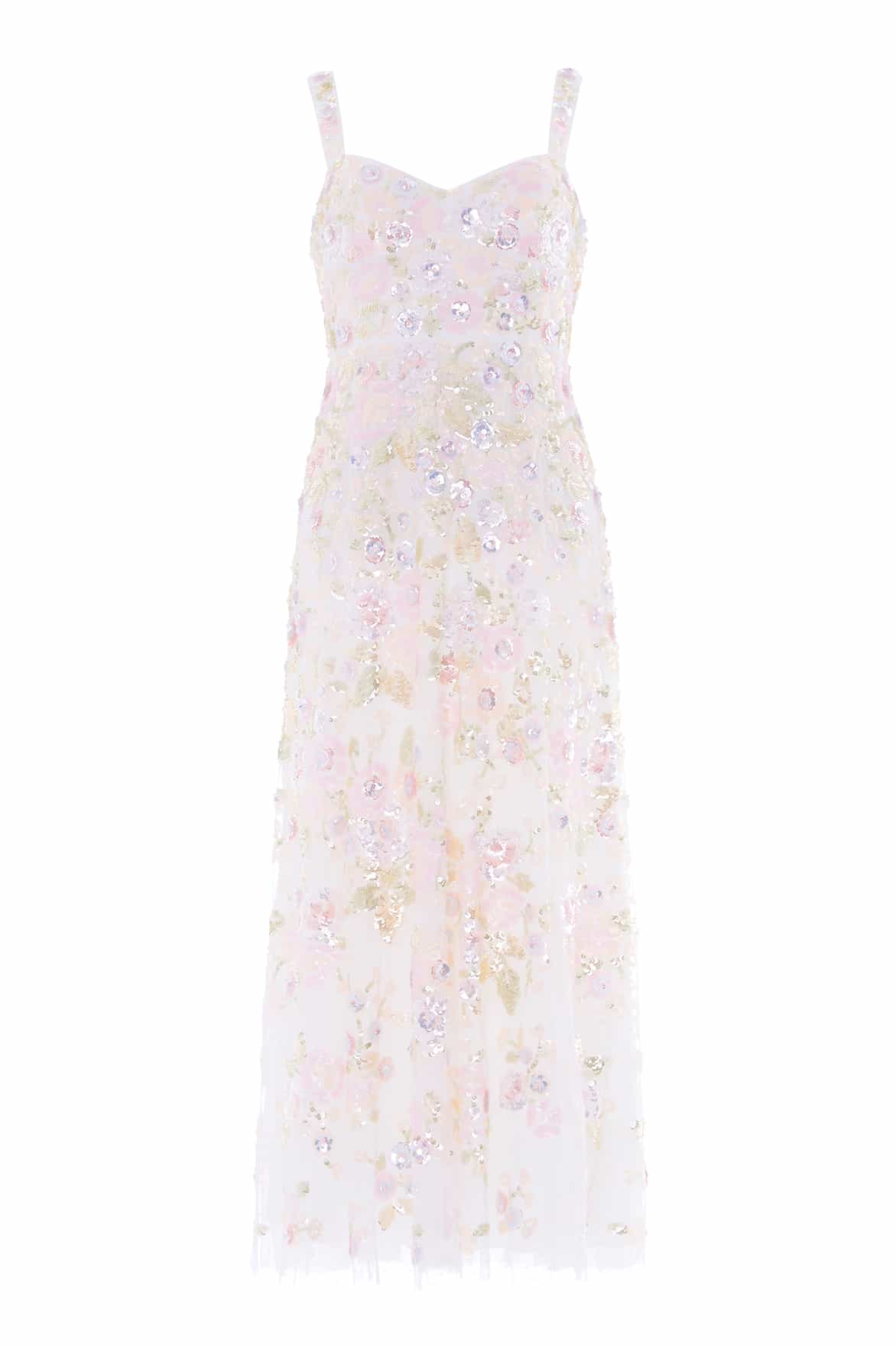Needle & Thread Sequin Paradise Sweetheart Ankle Gown in Swan White/Multi - Dresses - British Luxury Evening Wear at Luxury Shoes 