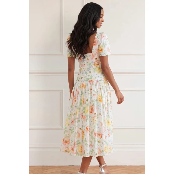 Needle and Thread Sienna Rose Cotton Ballerina Dress in Optic White, view 5