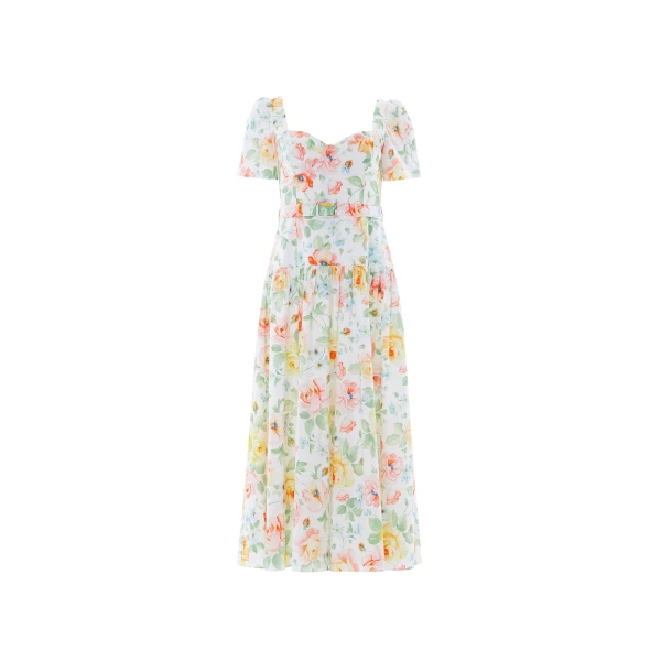 Needle and Thread Sienna Rose Cotton Ballerina Dress in Optic White
