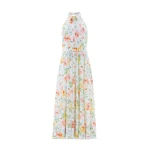 Needle and Thread Sienna Rose Cotton Halter Ankle Gown in Optic White