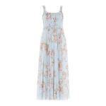 Needle and Thread Summer’s Rose Chiffon Smocked Cami Ankle Gown in Aqua