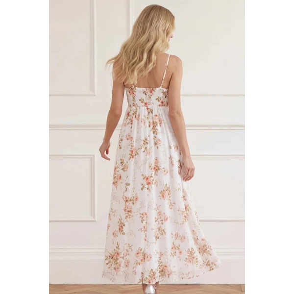 Needle and Thread Summer’s Rose Linen Blend Cami Ankle Gown in White, view 5