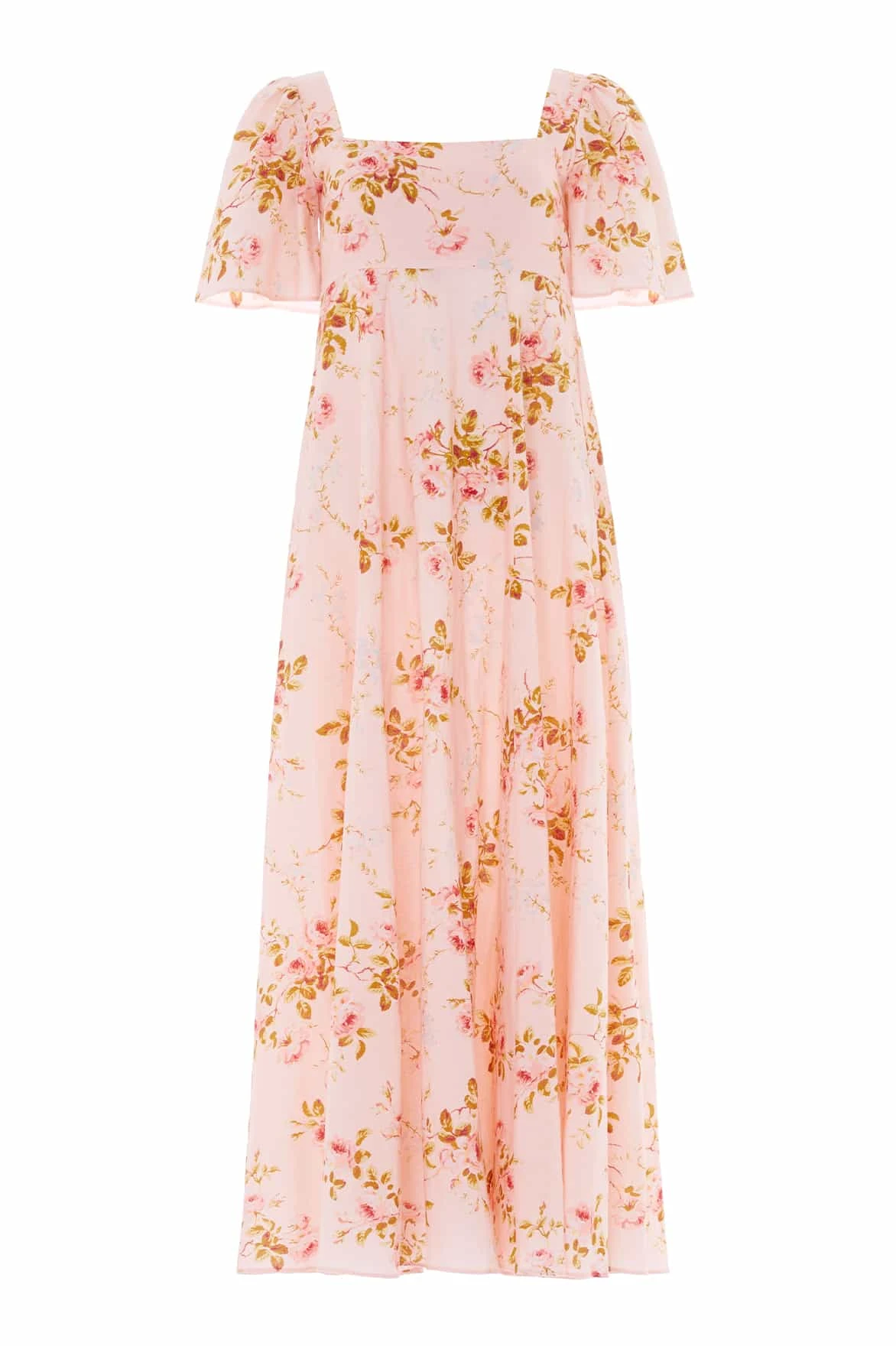 Needle and Thread Summer’s Rose Linen Blend Short Sleeve Ankle Gown in Pale Pink
