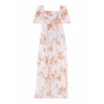 Needle and Thread Summer’s Rose Linen Blend Short Sleeve Ankle Gown in White