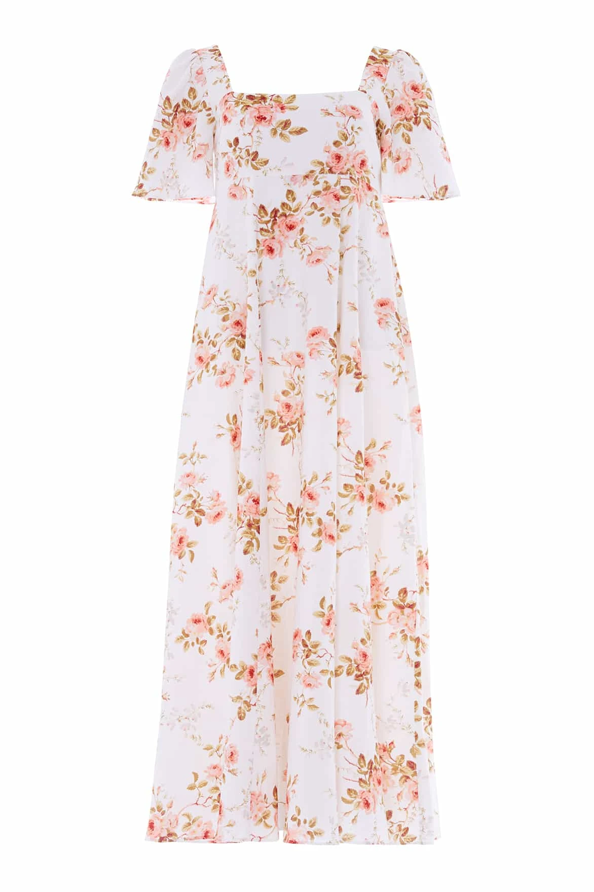 Needle and Thread Summer’s Rose Linen Blend Short Sleeve Ankle Gown in White