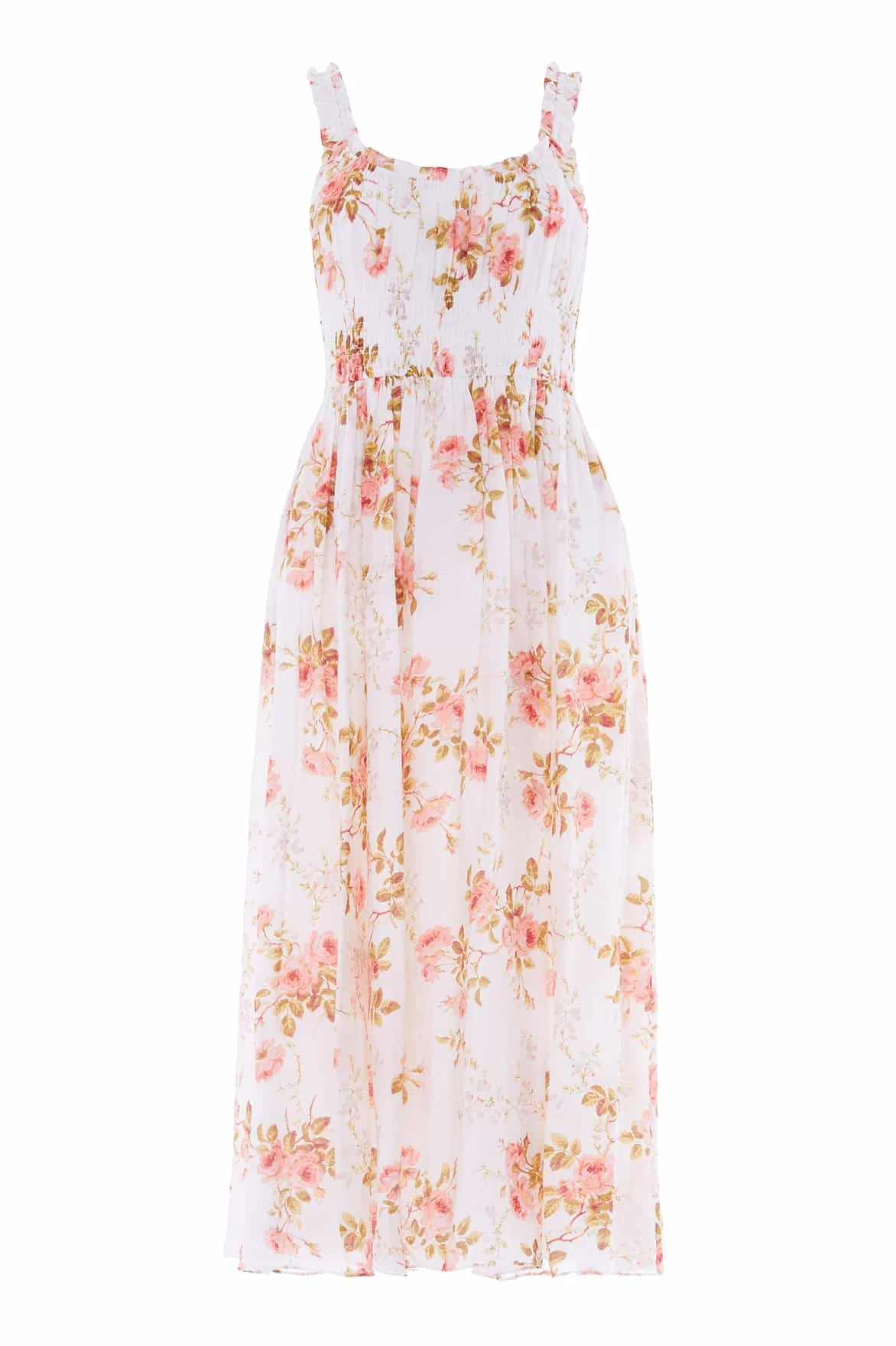 Needle and Thread Summer’s Rose Shirred Ankle Gown in White