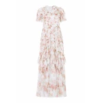 Needle & Thread Summer's Rose Valentine Ruffle Gown in White - Dresses - British Luxury Evening Wear at Luxury Shoes Needle and Thread Summer’s Rose Valentine Ruffle Gown in White