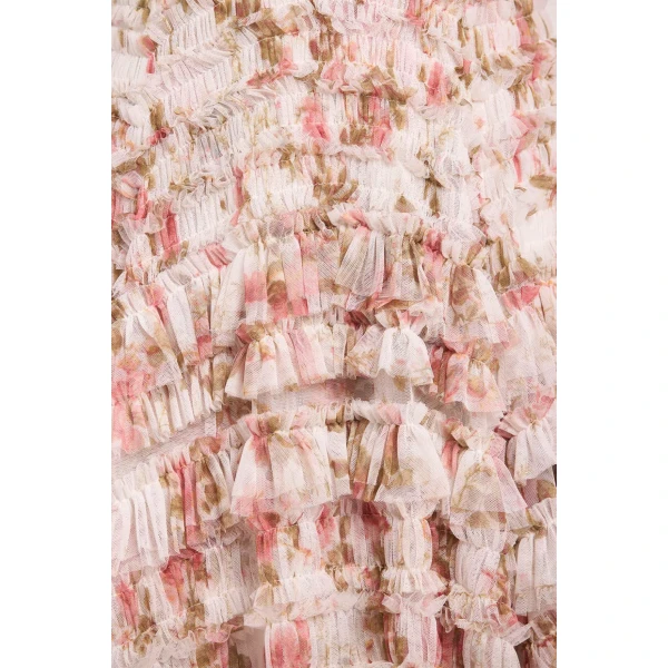 Needle and Thread Summer’s Rose Valentine Ruffle Gown in White, view 4