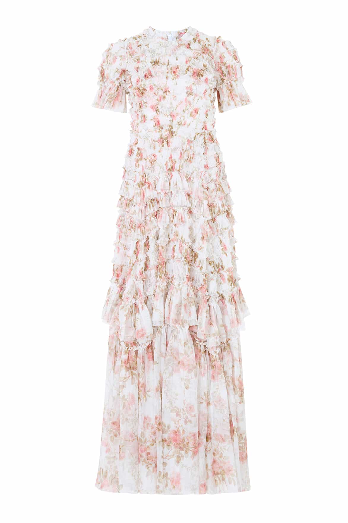 Needle & Thread Summer's Rose Valentine Ruffle Gown in White - Dresses - British Luxury Evening Wear at Luxury Shoes 