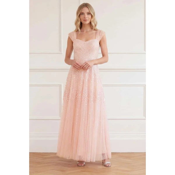 Needle and Thread Sunrise Sequin Sweetheart Ankle Gown in Opal, view 2