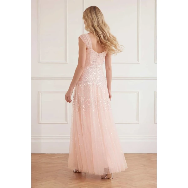 Needle and Thread Sunrise Sequin Sweetheart Ankle Gown in Opal, view 4