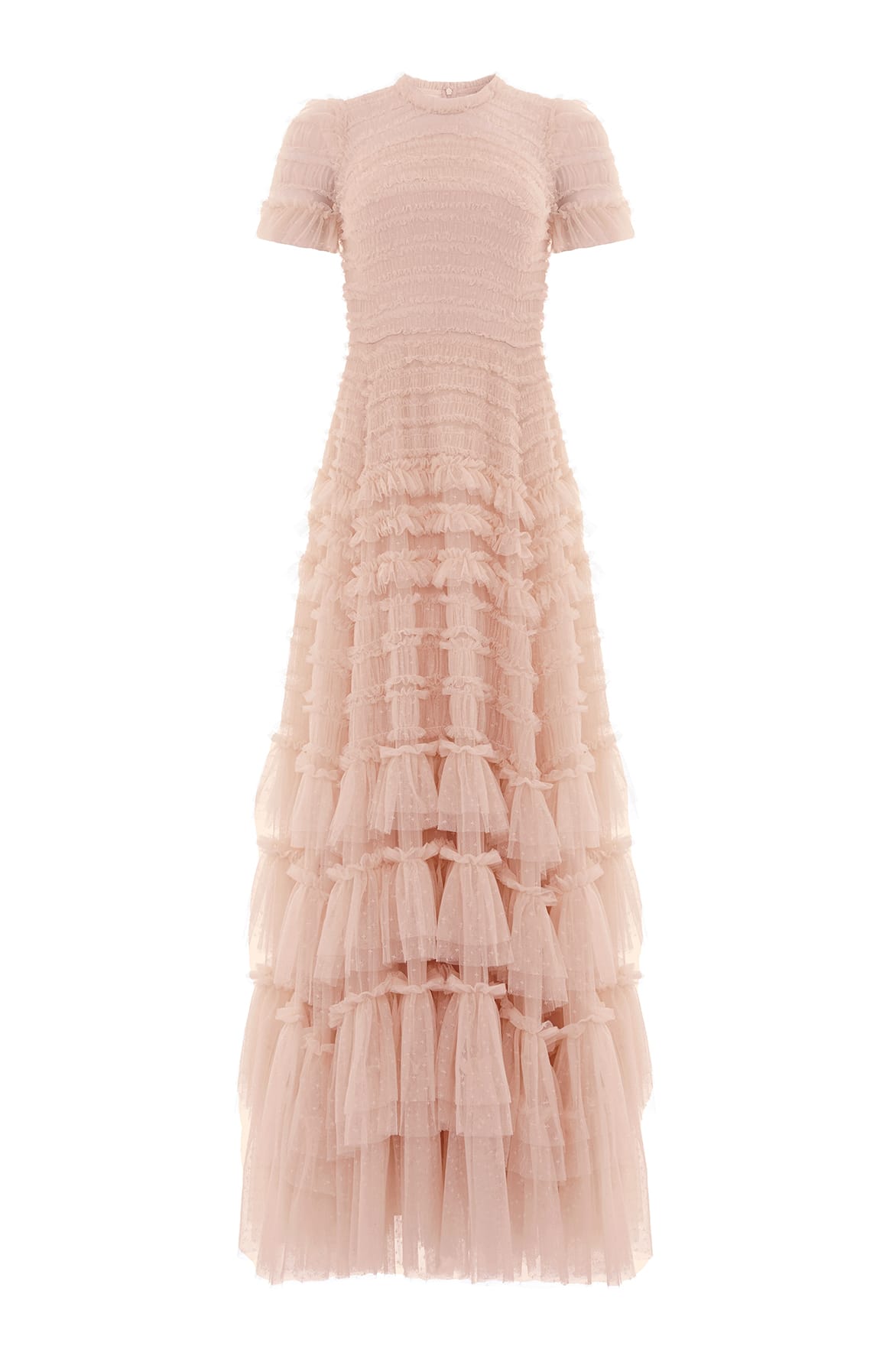 Needle & Thread Valentine Ruffle Gown in Biscuit - Dresses - British Luxury Evening Wear at Luxury Shoes 