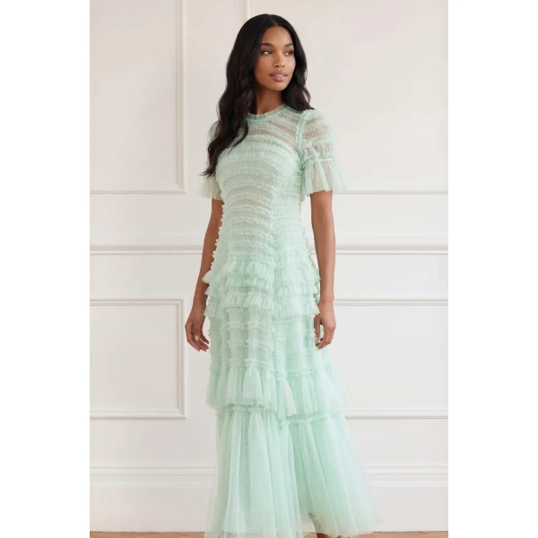 Needle and Thread Valentine Ruffle Gown in Soft Mint, view 3