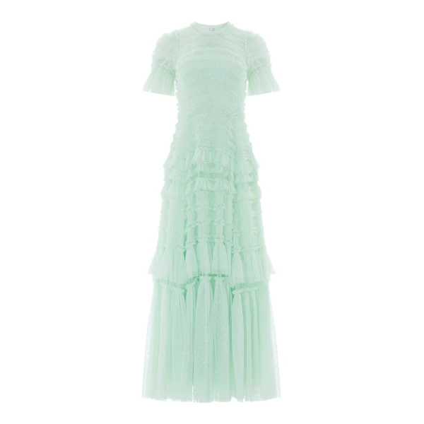 Needle and Thread Valentine Ruffle Gown in Soft Mint