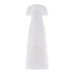 Needle and Thread Valentine Ruffle Gown in Swan White