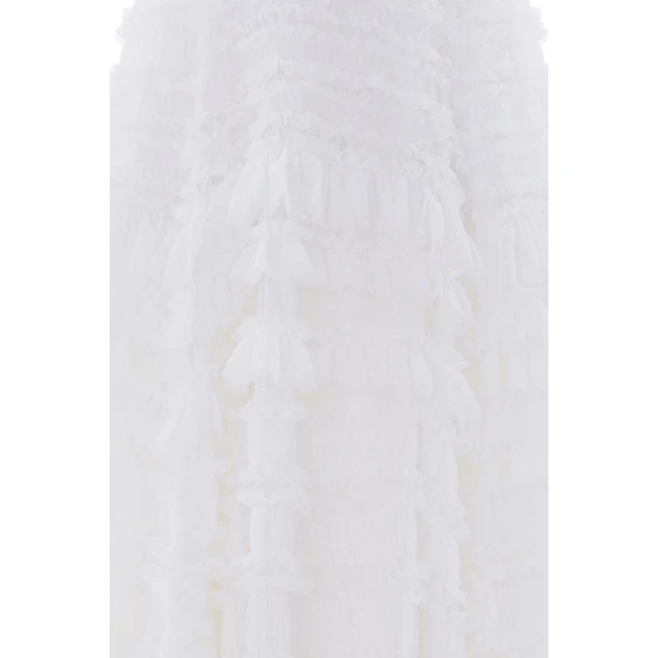 Needle and Thread Valentine Ruffle Gown in Swan White, view 5