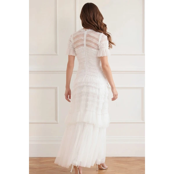 Needle and Thread Valentine Ruffle Gown in Swan White, view 6