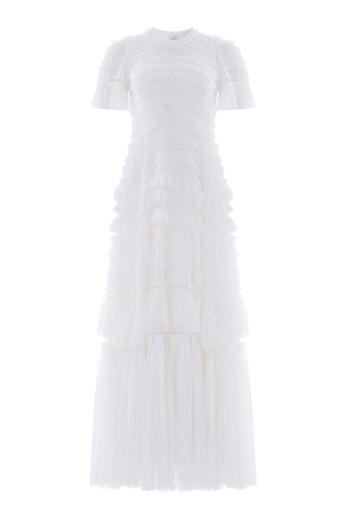 Needle & Thread Valentine Ruffle Gown in Swan White - Dresses - British Luxury Evening Wear at Luxury Shoes 
