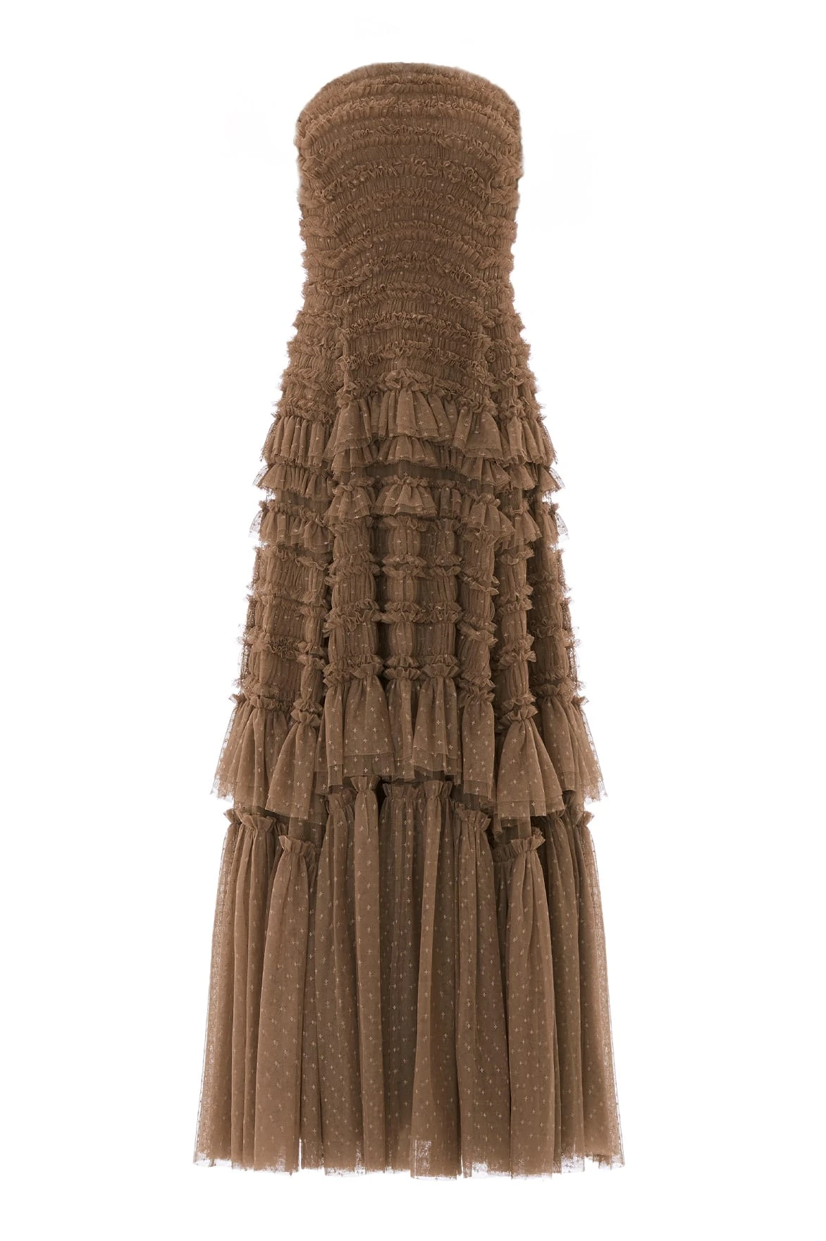 Needle and Thread Valentine Ruffle Strapless Gown in Cocoa