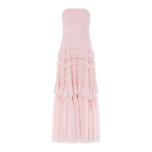 Needle and Thread Valentine Ruffle Strapless Gown in Pink
