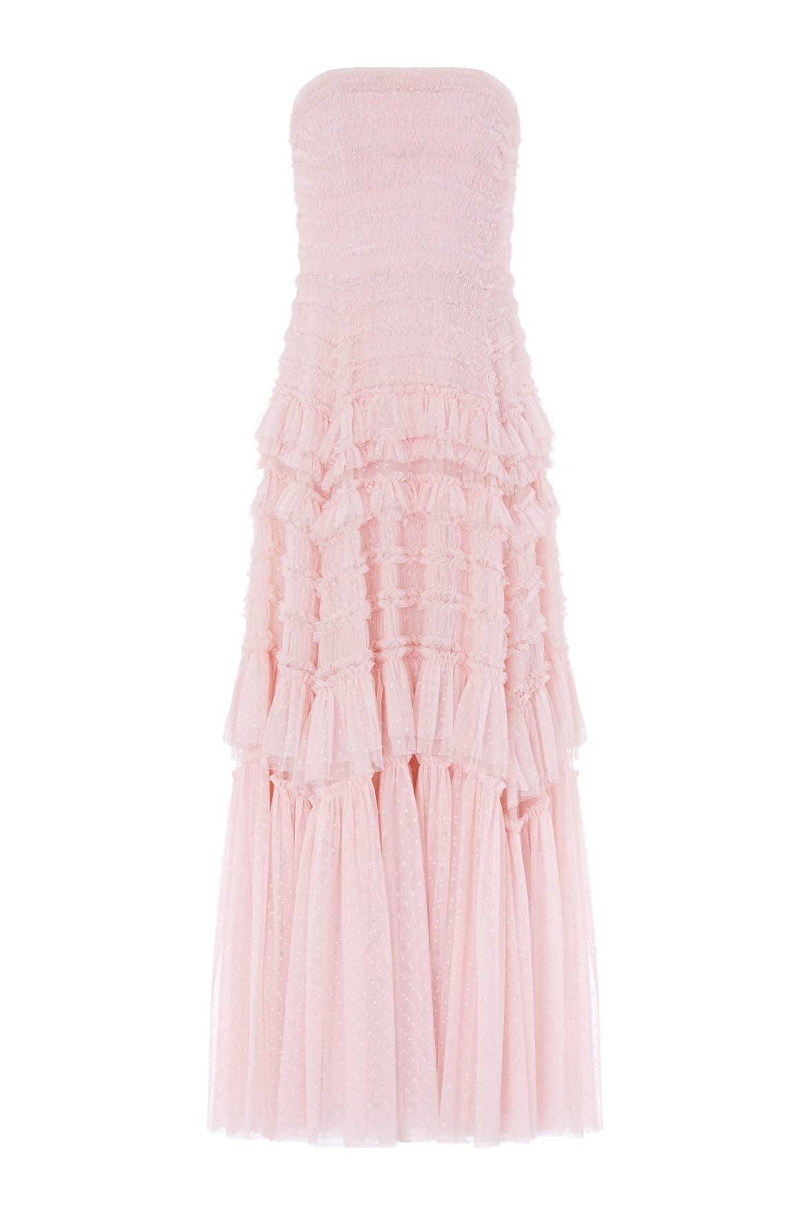 Needle & Thread Valentine Ruffle Strapless Gown in Pink - Dresses - British Luxury Evening Wear at Luxury Shoes 
